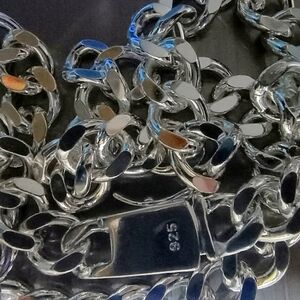11mm Solid Sterling Silver Cuban Link Chain 22 Inch Long